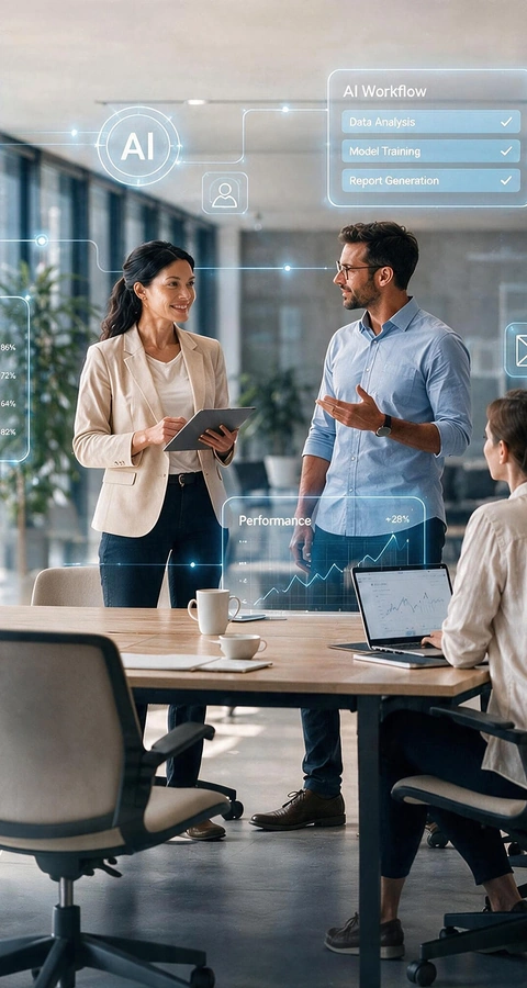 Team aligning on an AI adoption program