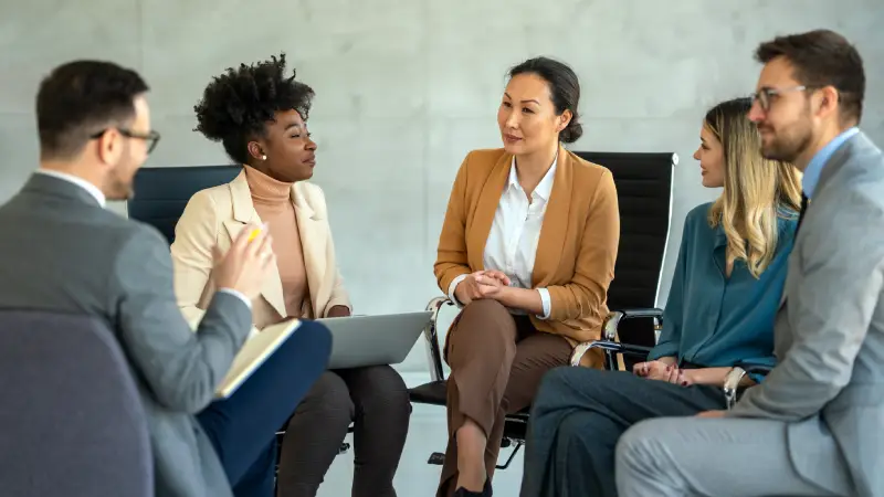 Team discussing an AI adoption approach