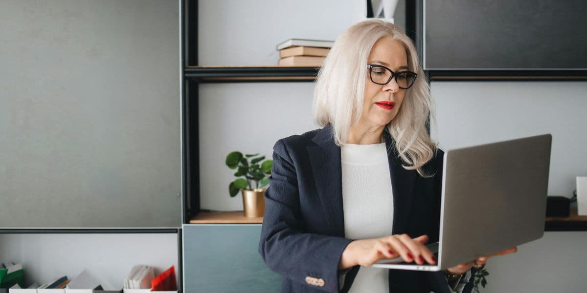 Senior lawyer using technology for legal industry